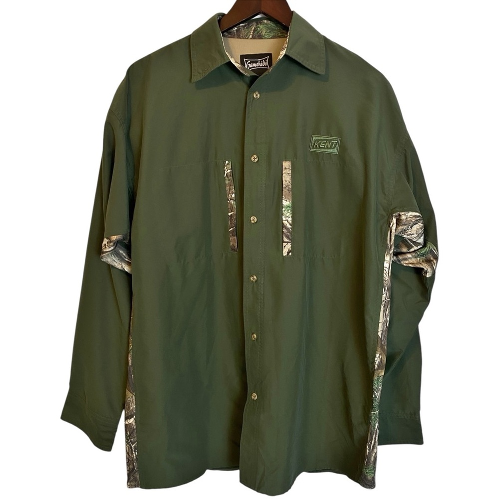 GAMEHIDE / Kent ☆ Button Down Field Shirt ☆ Green w/ Camo Accents
